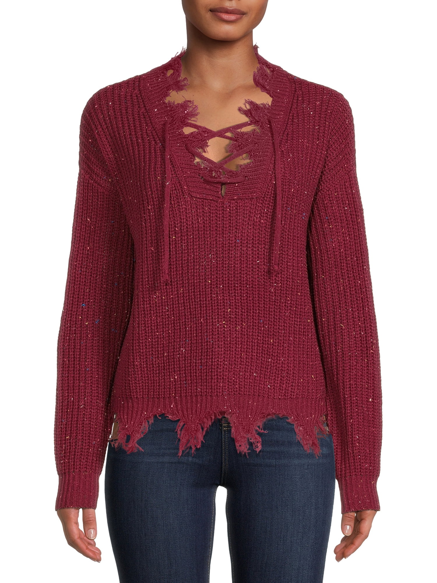 Burgundy sweaters top for juniors