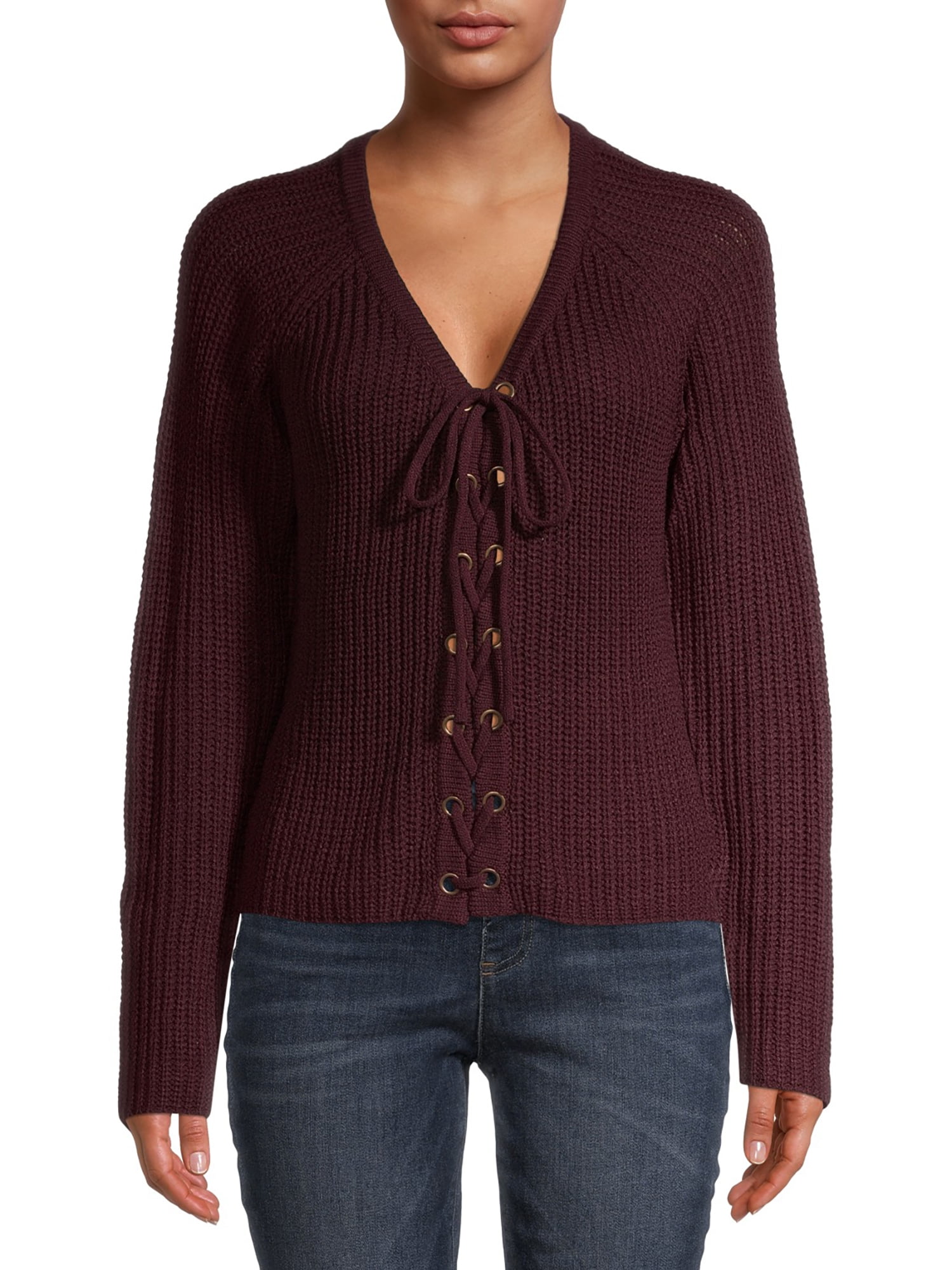 No boundaries lace up sweater clearance
