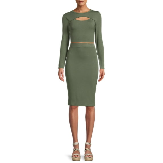 No Boundaries Juniors' Lace-Up Top and Skirt Set, 2-Piece