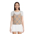 thumbnail image 1 of No Boundaries Juniors Layered Plaid T-Shirt and Tank Top, Sizes XS-3X, 1 of 5