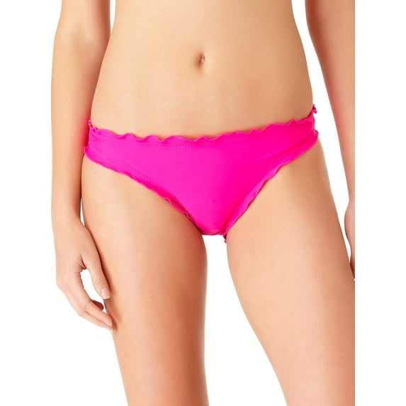 No Boundaries Juniors Lettuce Edge Scoop Bikini Swim Bottom
