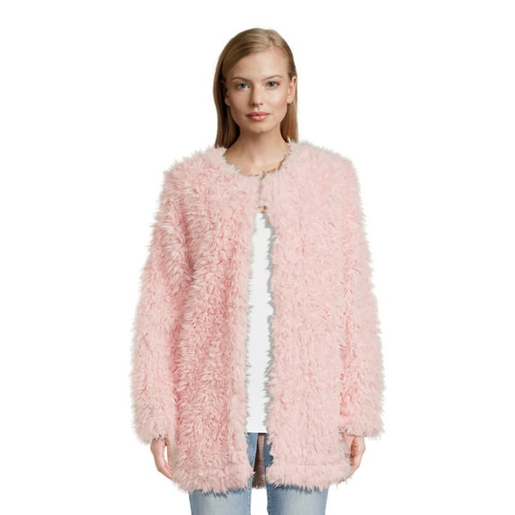 No Boundaries Juniors' Long Faux Fur Jacket, Size XS-XXXL