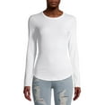 thumbnail image 1 of No Boundaries Ribbed Crewneck Tee with Long Sleeves, Women's, 1 of 6