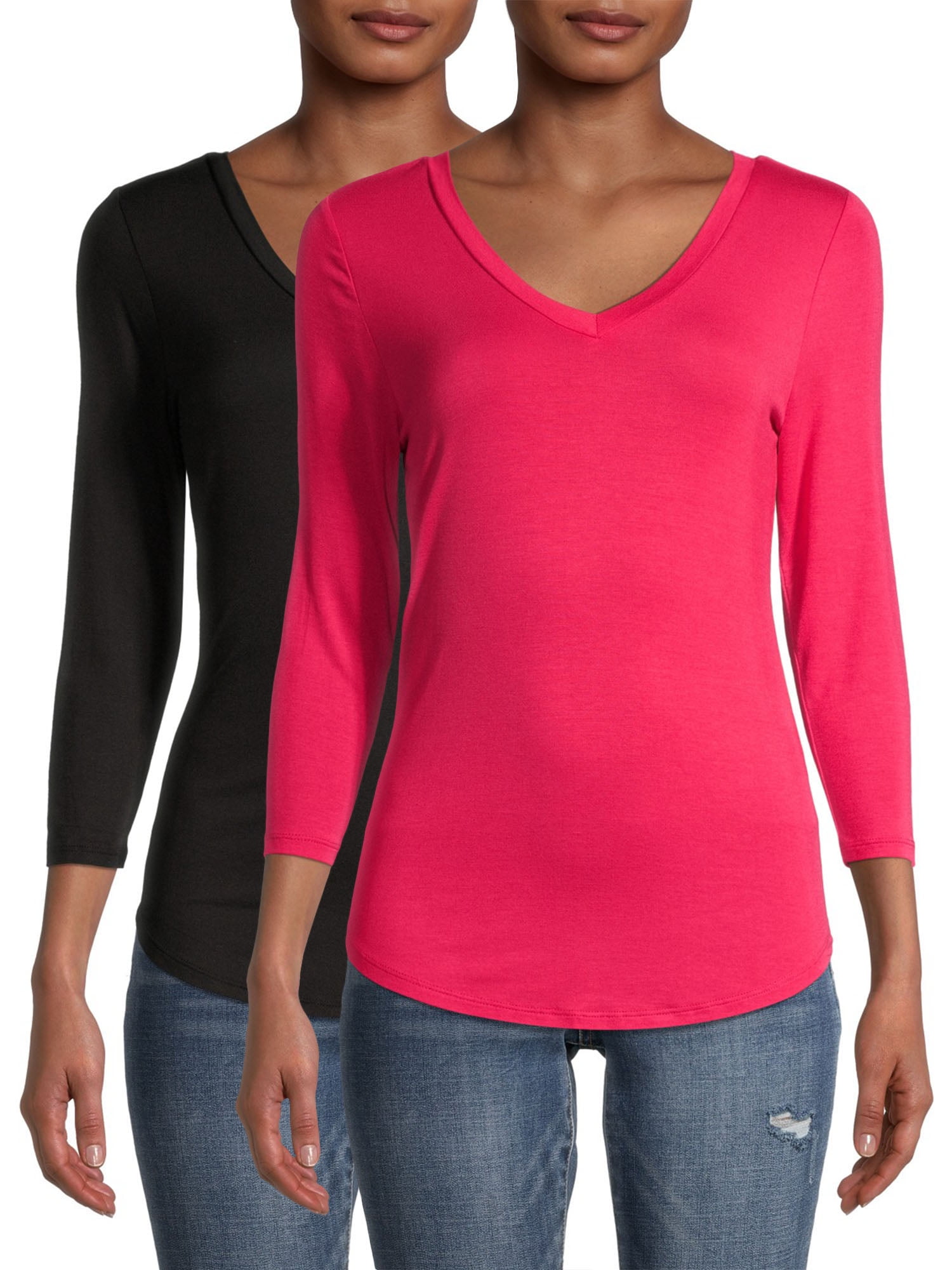 No Boundaries Juniors' Long Sleeve O-Ring T-Shirt, 2 Pack - Walmart.com