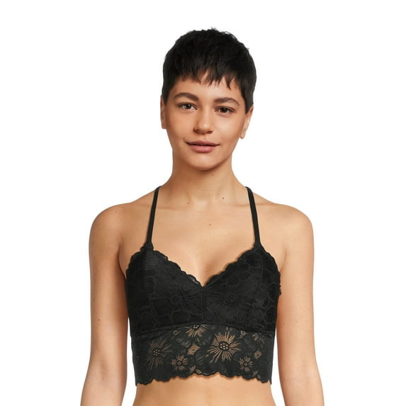 No Boundaries Juniors' Longline Floral Lace Bralette, Sizes S-XXXL