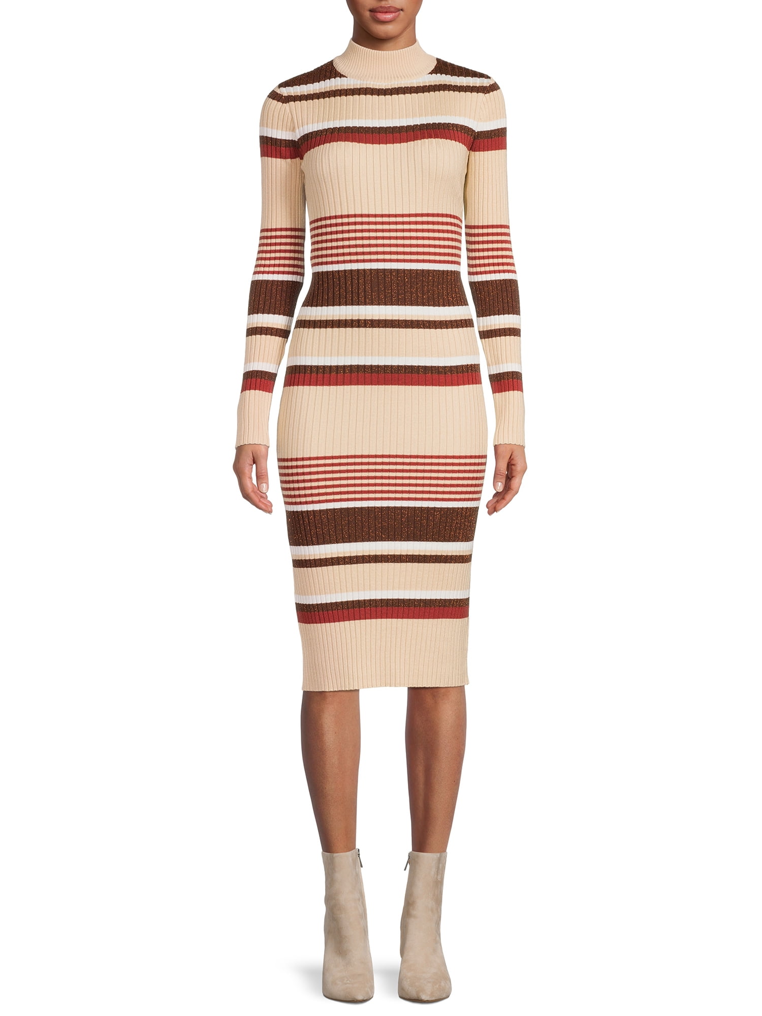 No Boundaries Juniors Multicolor Ribbed Knit Striped Sweater Dress