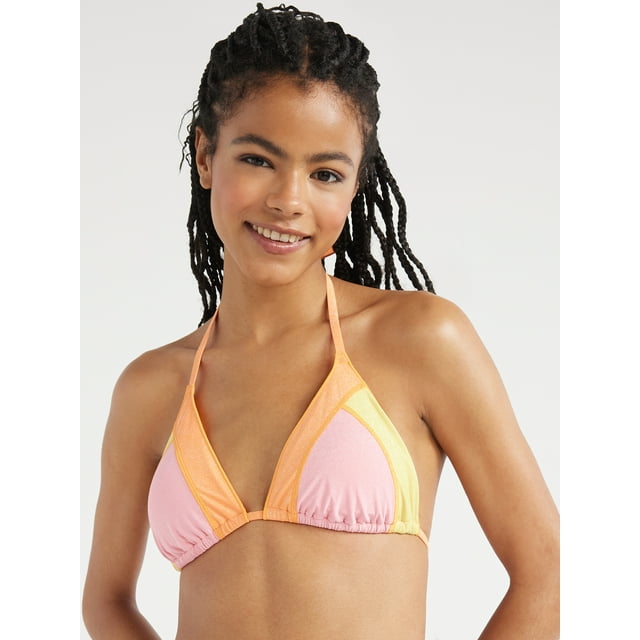 No Boundaries Juniors Lurex Triangle Bikini Top, Sizes XSXL