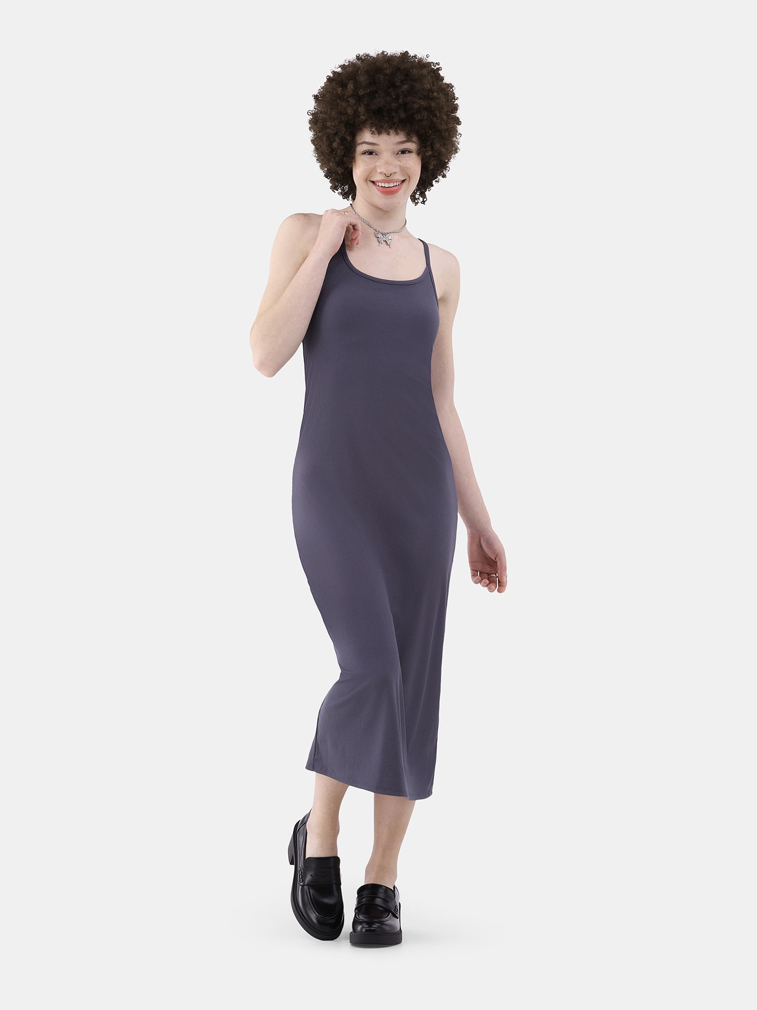 No Boundaries Ribbed Maxi Slip Dress, Women’s - Walmart.com