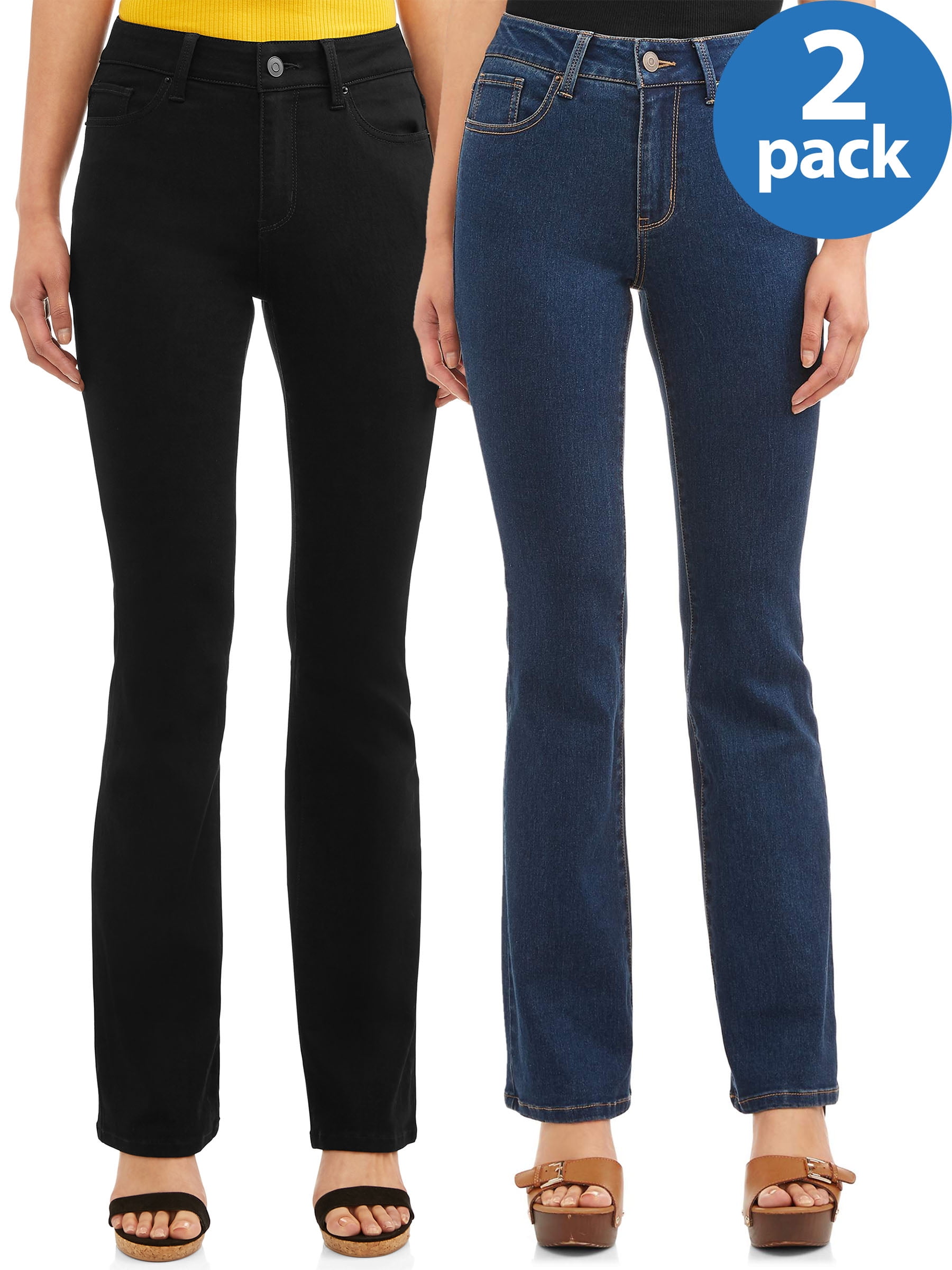 No Boundaries Juniors' Mid-Rise Bootcut Jeans, 2-Pack - Walmart.com