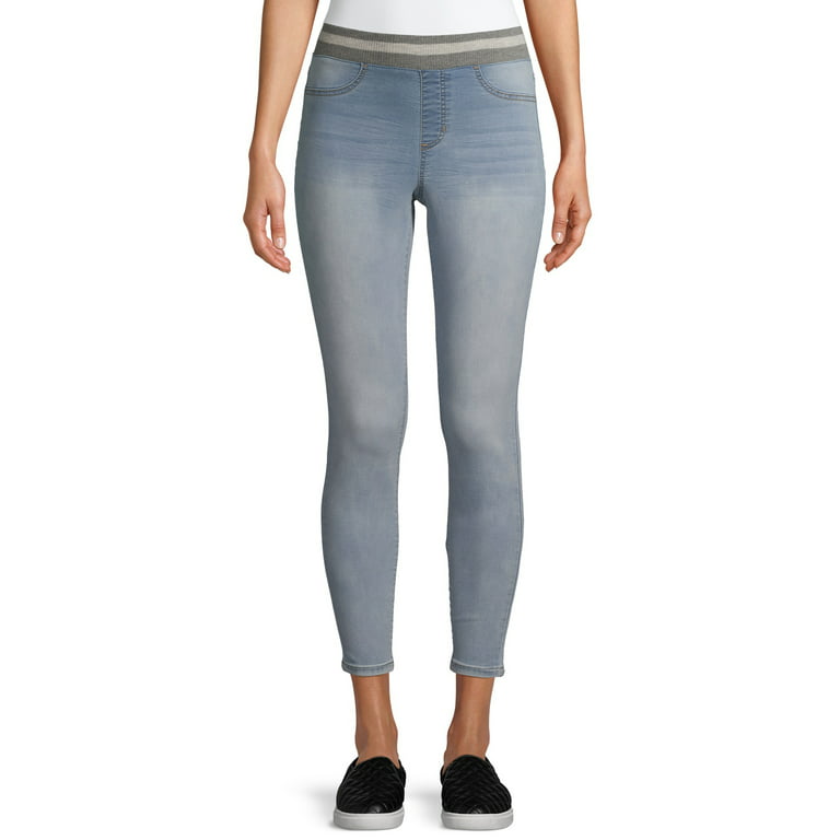 No Boundaries Juniors' Mid Rise Pull-On Jeggings with Rib