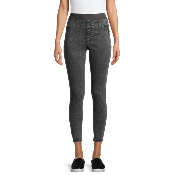 No Boundaries Juniors' Mid Rise Pull-On Jeggings with Rib Waistband