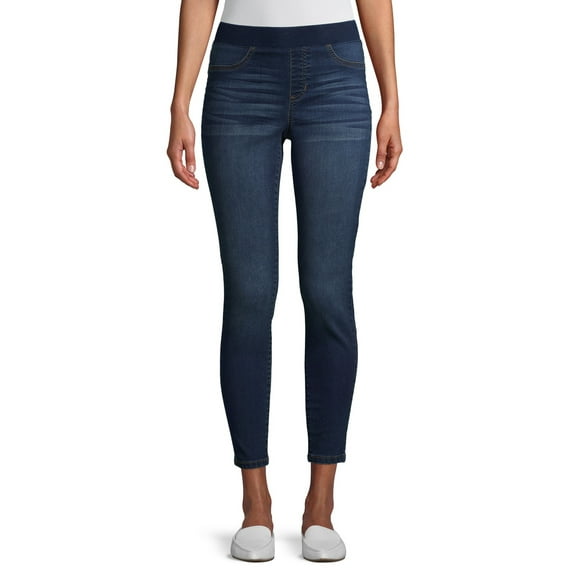 No Boundaries Juniors' Mid Rise Pull-On Jeggings with Rib Waistband