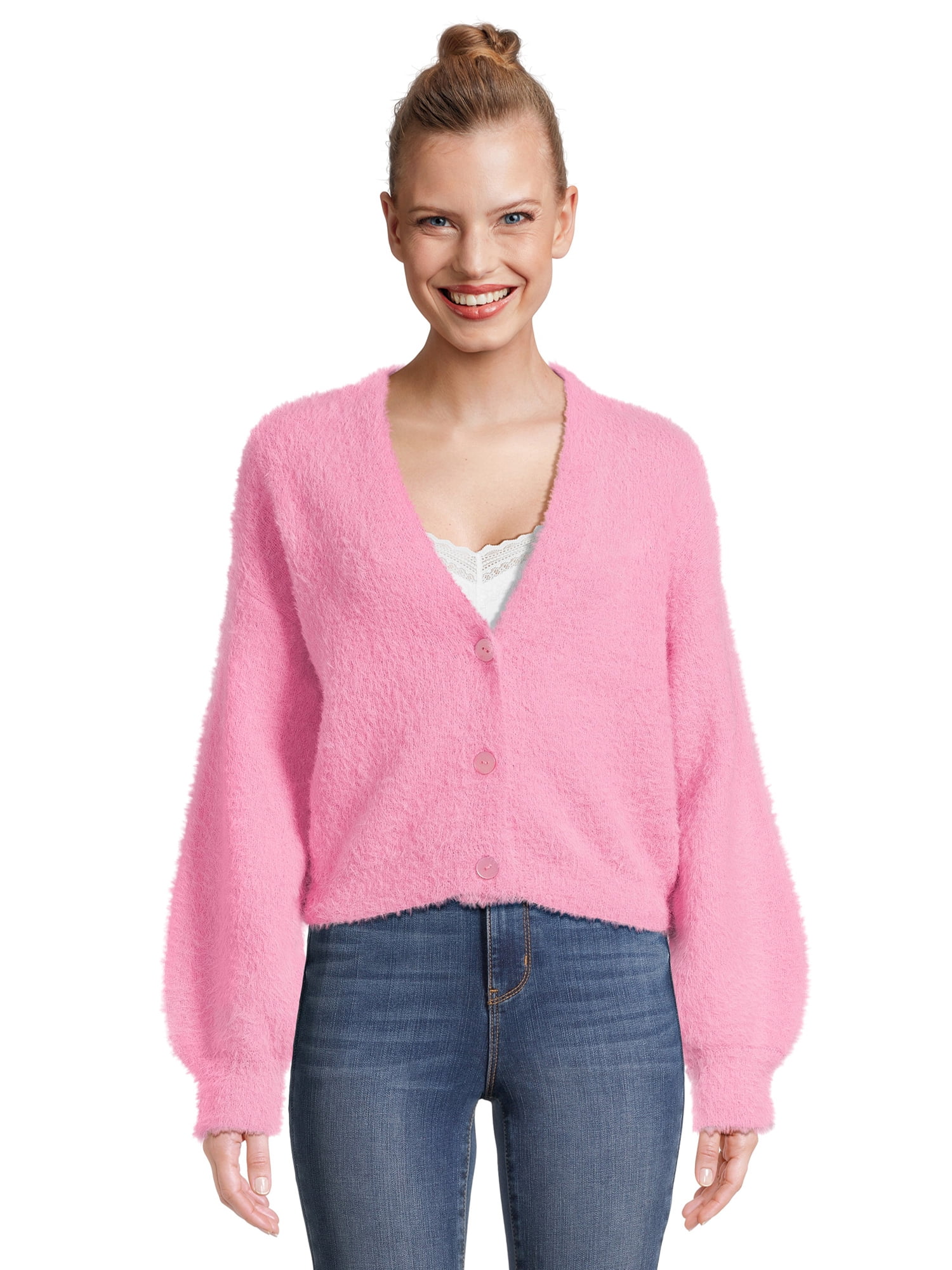 No Boundaries Juniors Minky Cardigan with Long Sleeves, Sizes XS-3XL