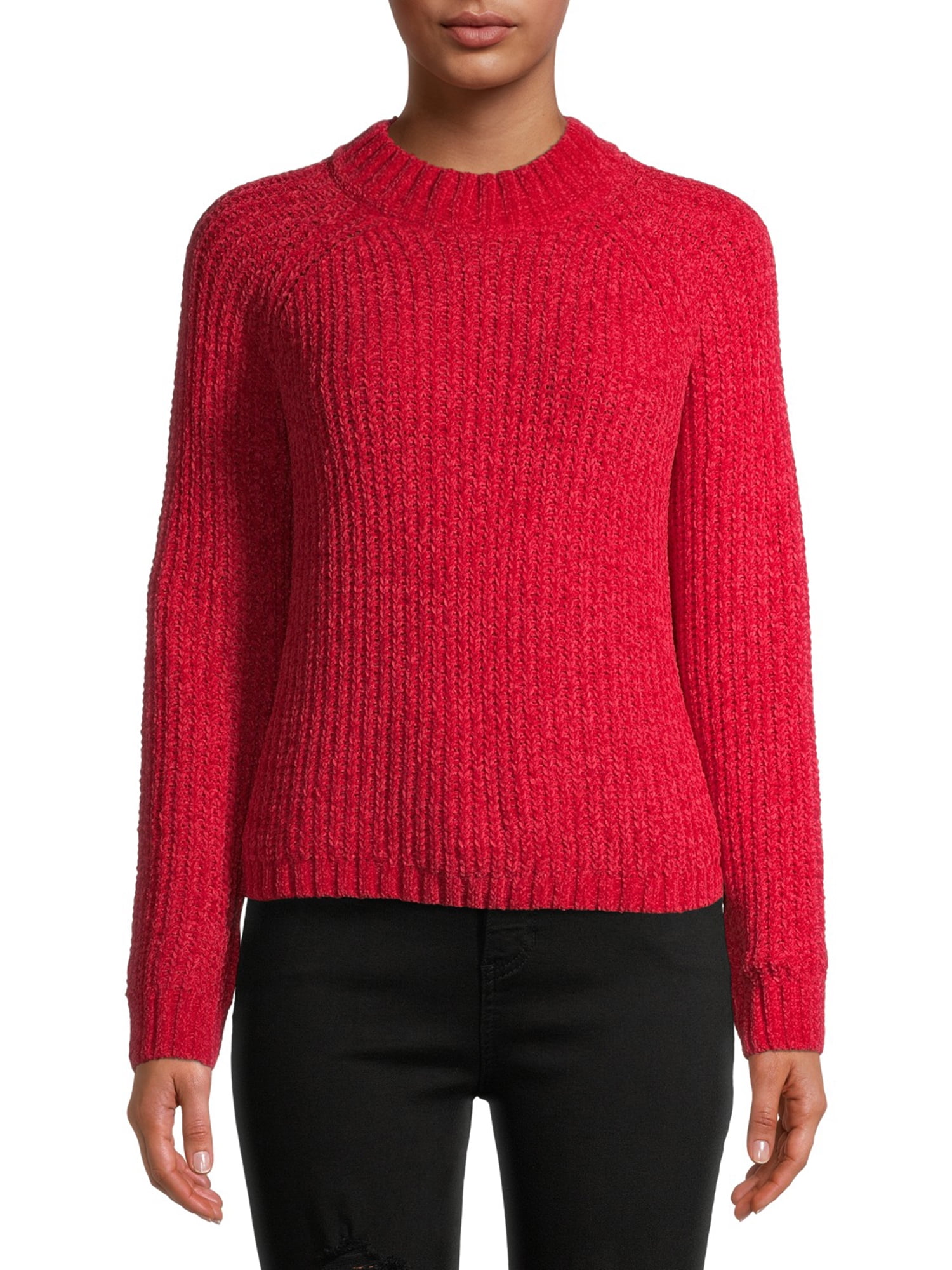 No Boundaries Juniors' Mock Neck Chenille Sweater