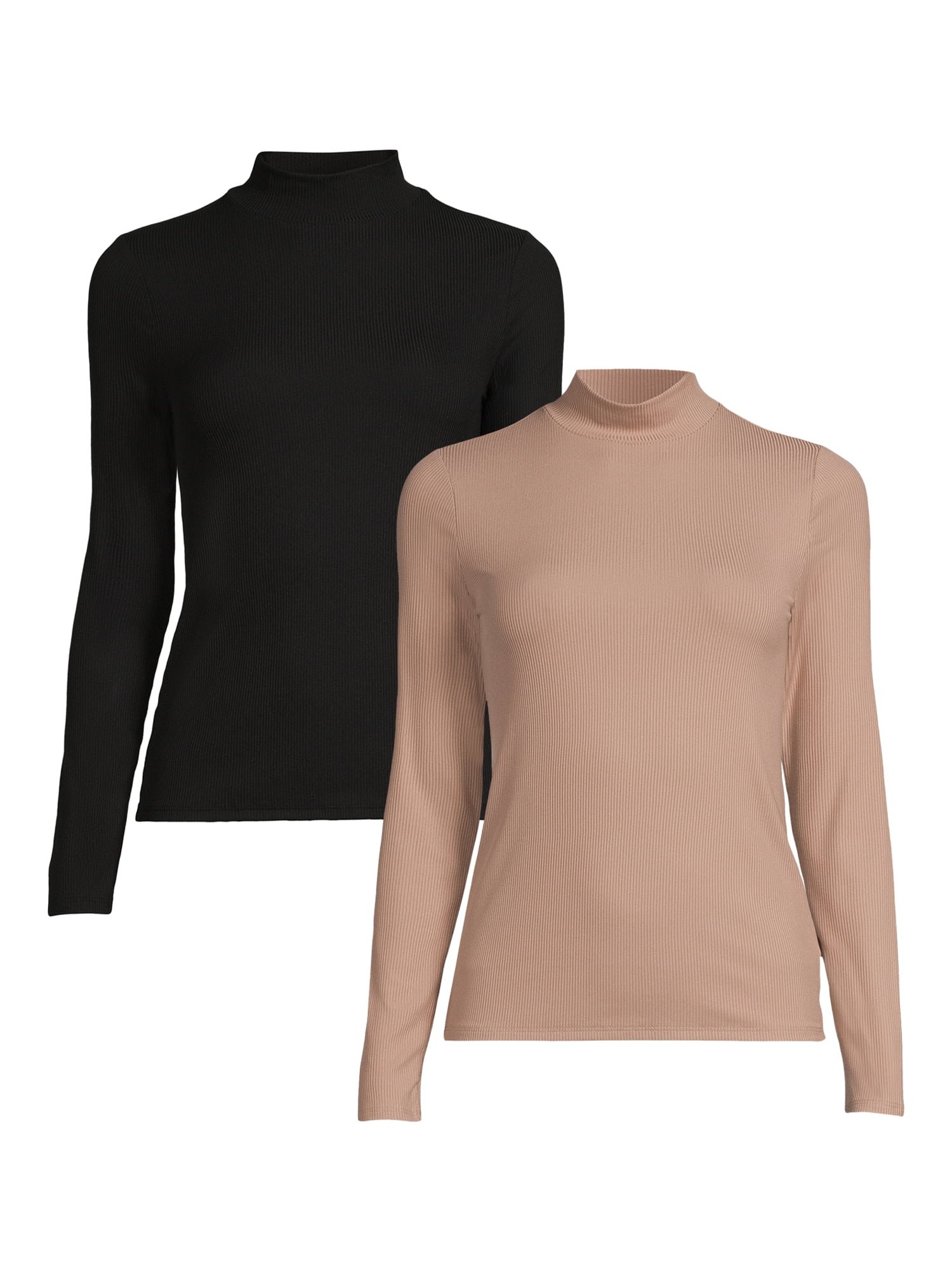 No Boundaries Juniors Mock Neck Top with Long Sleeves 2 Pack