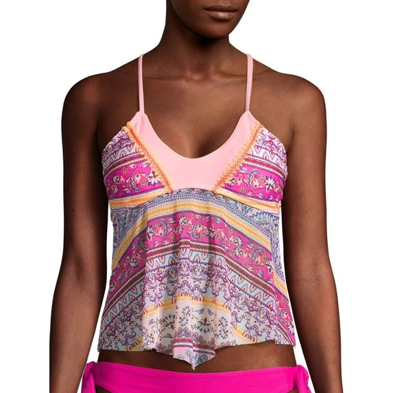 No Boundaries Juniors' Moonshadow Printed Tankini Swimsuit Top