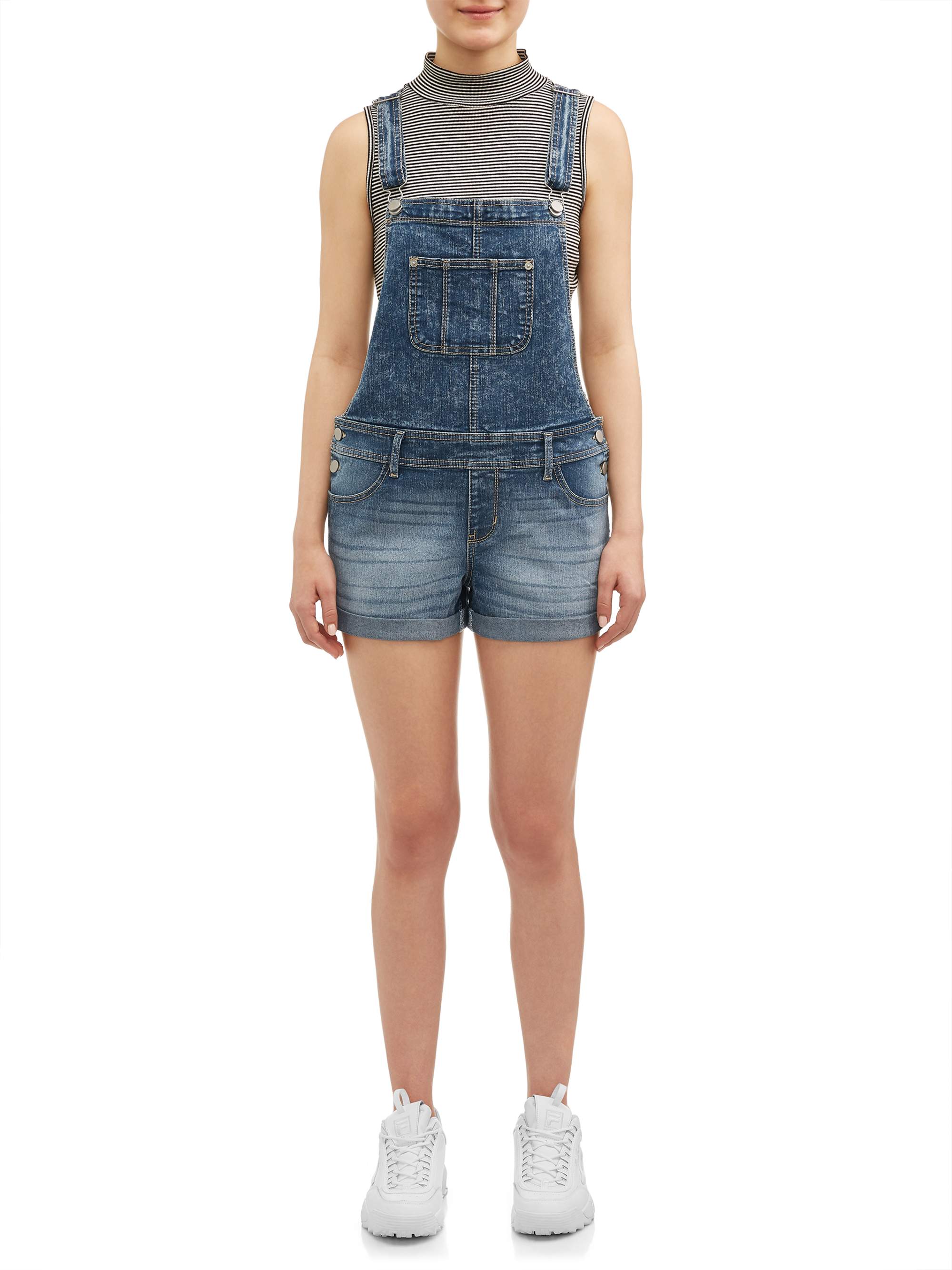 No Boundaries Juniors No Boundaries Denim Cuffed Shortall