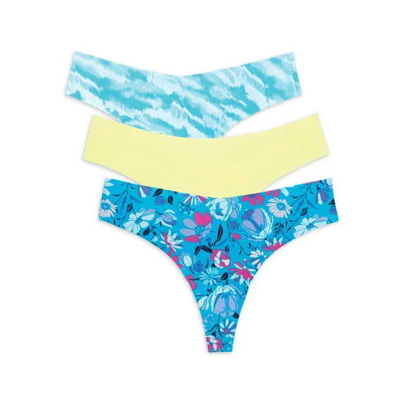 No Boundaries Juniors' No Show Thong Panty, 3-Pack