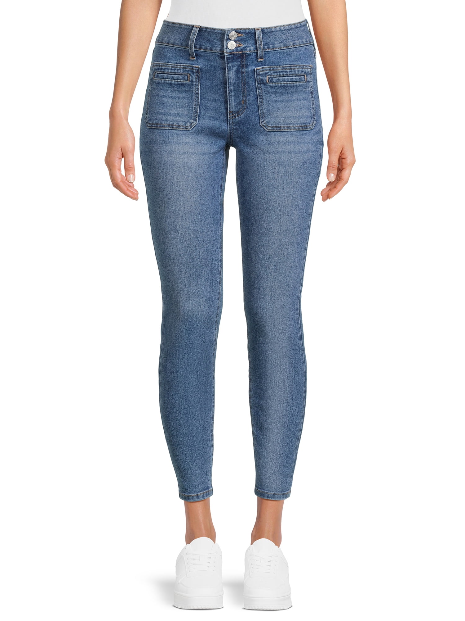 No Boundaries Juniors Patch Pocket Skinny Jeans, Sizes 1-21 - Walmart.com