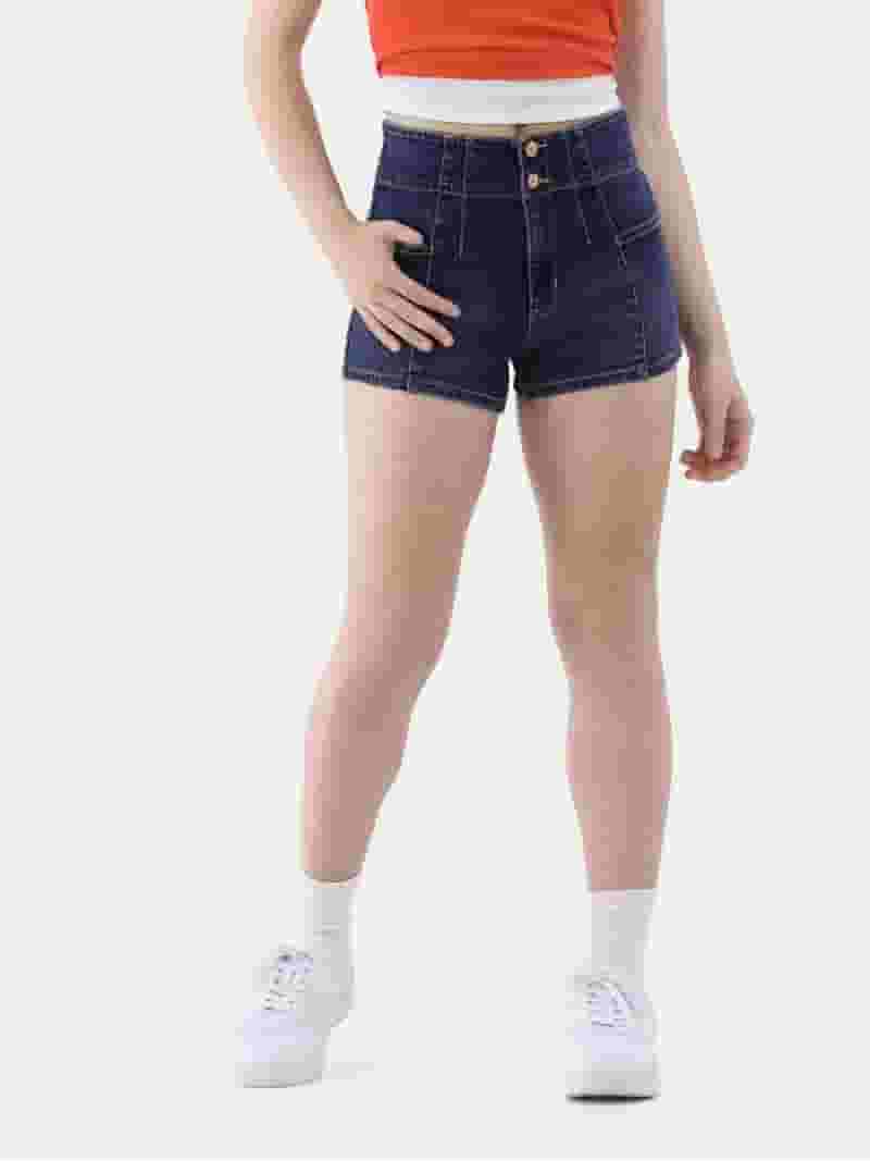 【BAON】Croy Pintuck Denim Short Pants No Boundaries Pintuck Denim Shorts - High Rise - Walmart.com