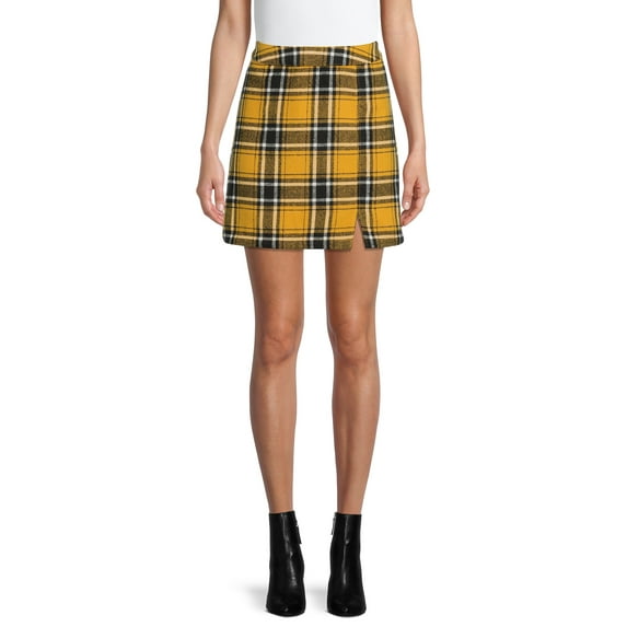 No Boundaries Juniors’ Plaid A-Line Skirt