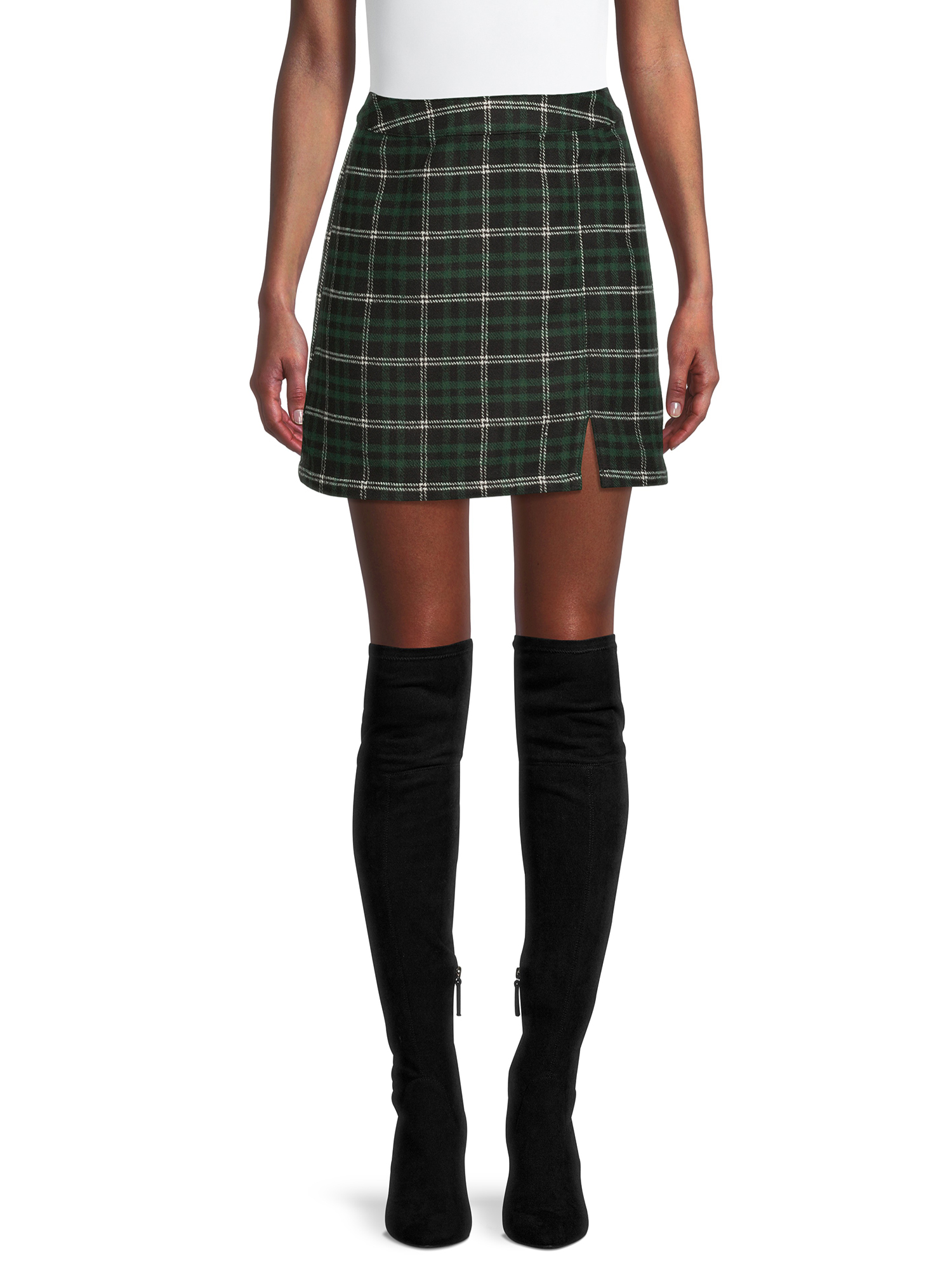 Green plaid a line skirt hot sale