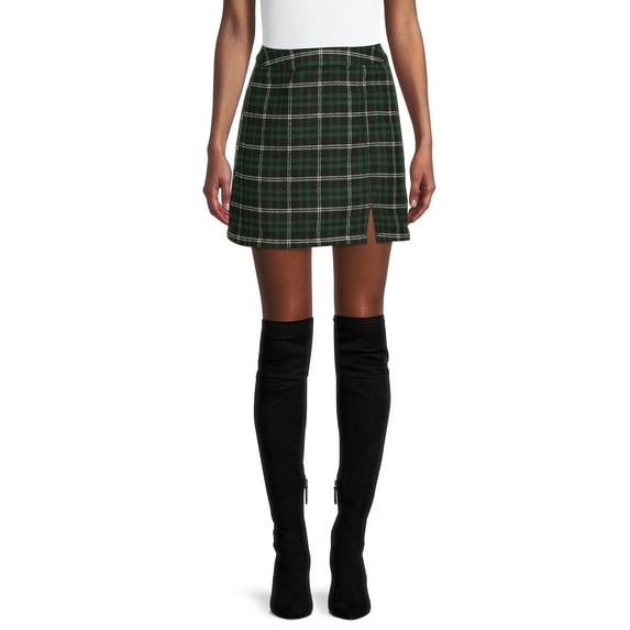 No Boundaries Juniors’ Plaid A-Line Skirt
