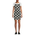 thumbnail image 1 of No Boundaries Juniors' Plaid Dress and Ribbed T-Shirt, 2-Piece Set, 1 of 5