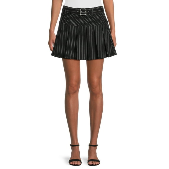 No Boundaries Juniors Pleated Skirt with Belt, Sizes XS-XXXL