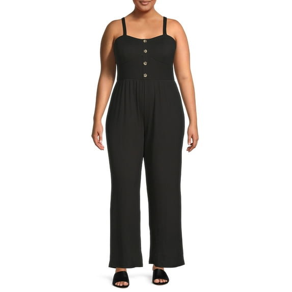 No Boundaries Juniors Plus Bra Cup Jumpsuit
