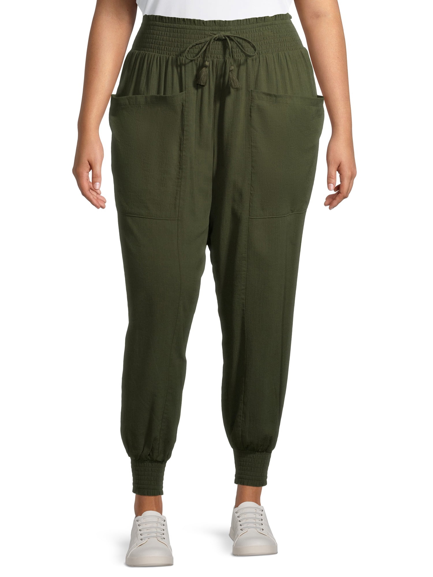 No Boundaries Juniors' Plus Gauze Jogger Pants