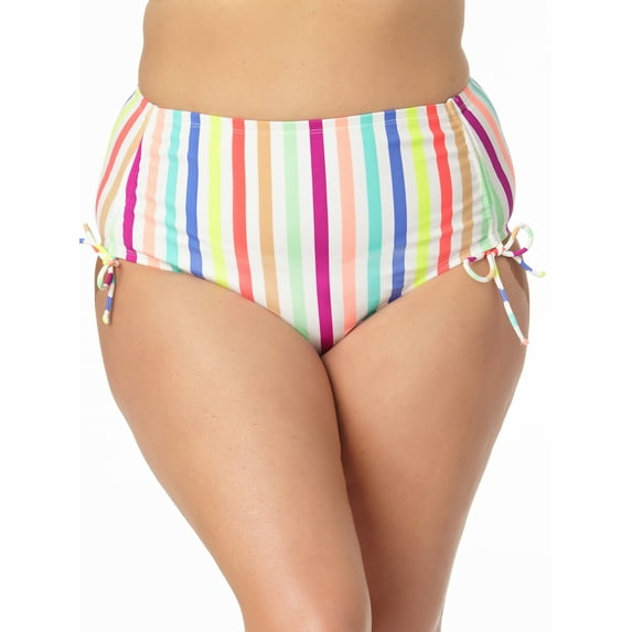 No Boundaries Juniors Plus Ruched High Waist Swim Bottoms
