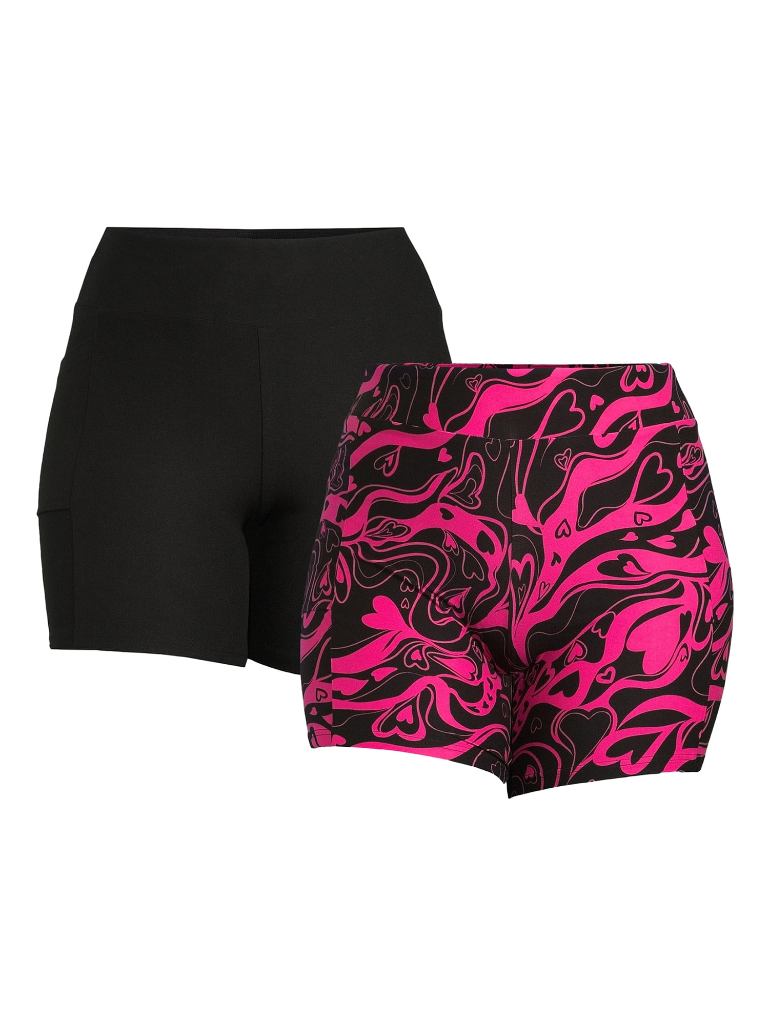 No Boundaries Juniors Plus Size Bike Shorts with Cell Phone Pockets 7 Inseam 2 Pack Sizes 1X 4X Walmart
