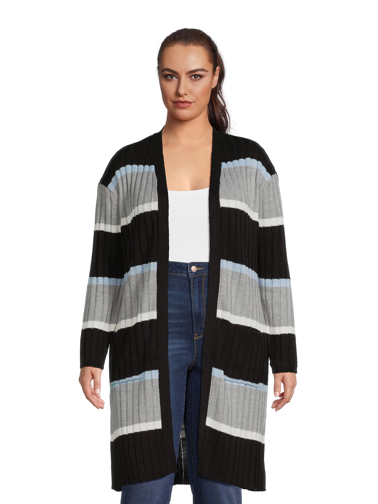 No Boundaries Juniors Plus Size Cardigan Sweater with Lace-Up Back ...