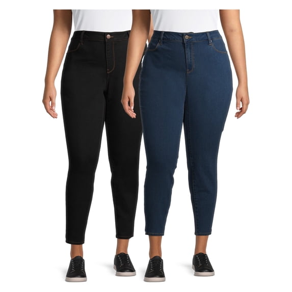 No Boundaries Juniors' Plus Size Classic Skinny Jeans, 2-Pack