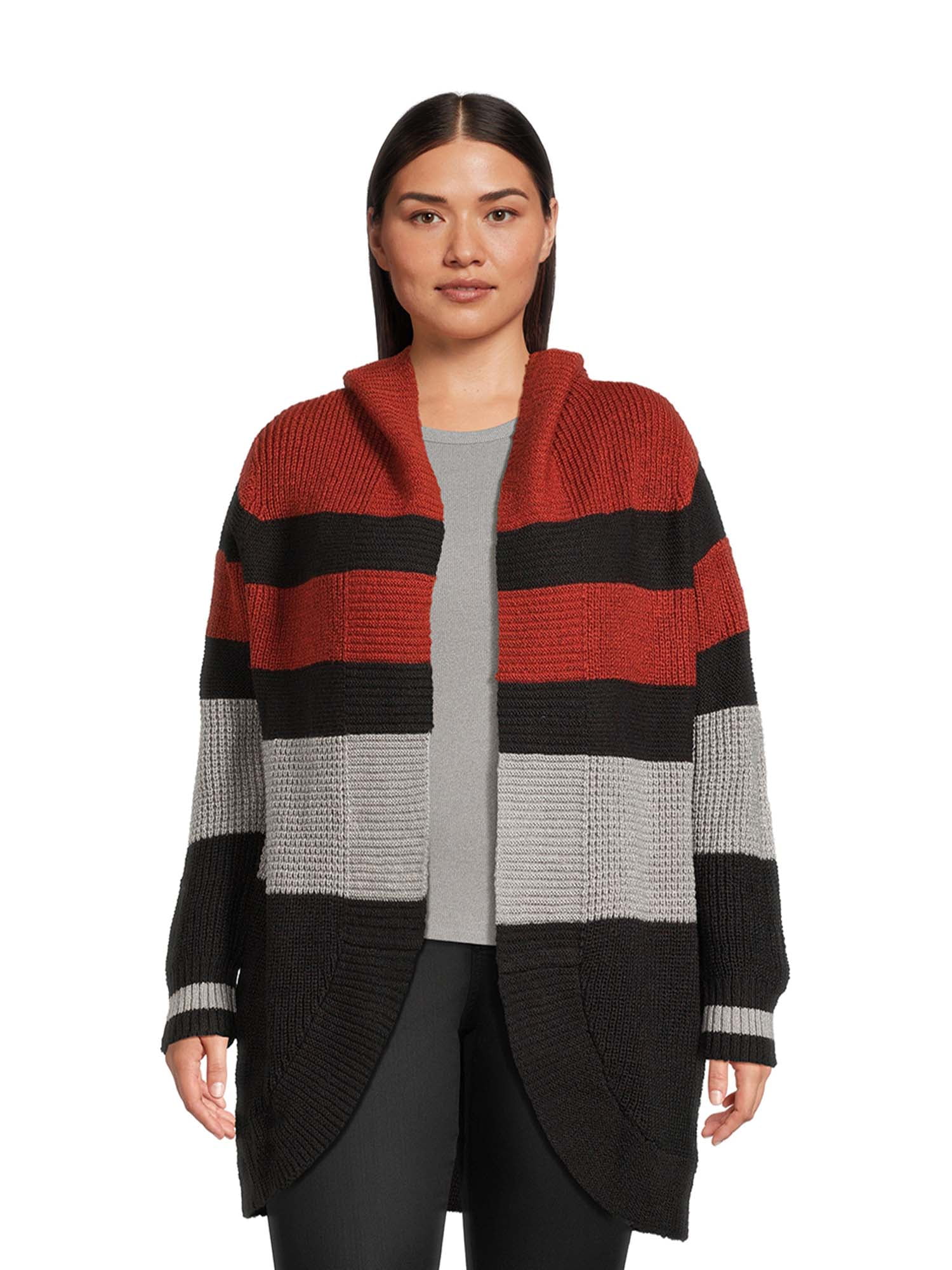 No Boundaries Juniors Plus Size Colorblocked Cocoon Cardigan Sizes 1X 4X