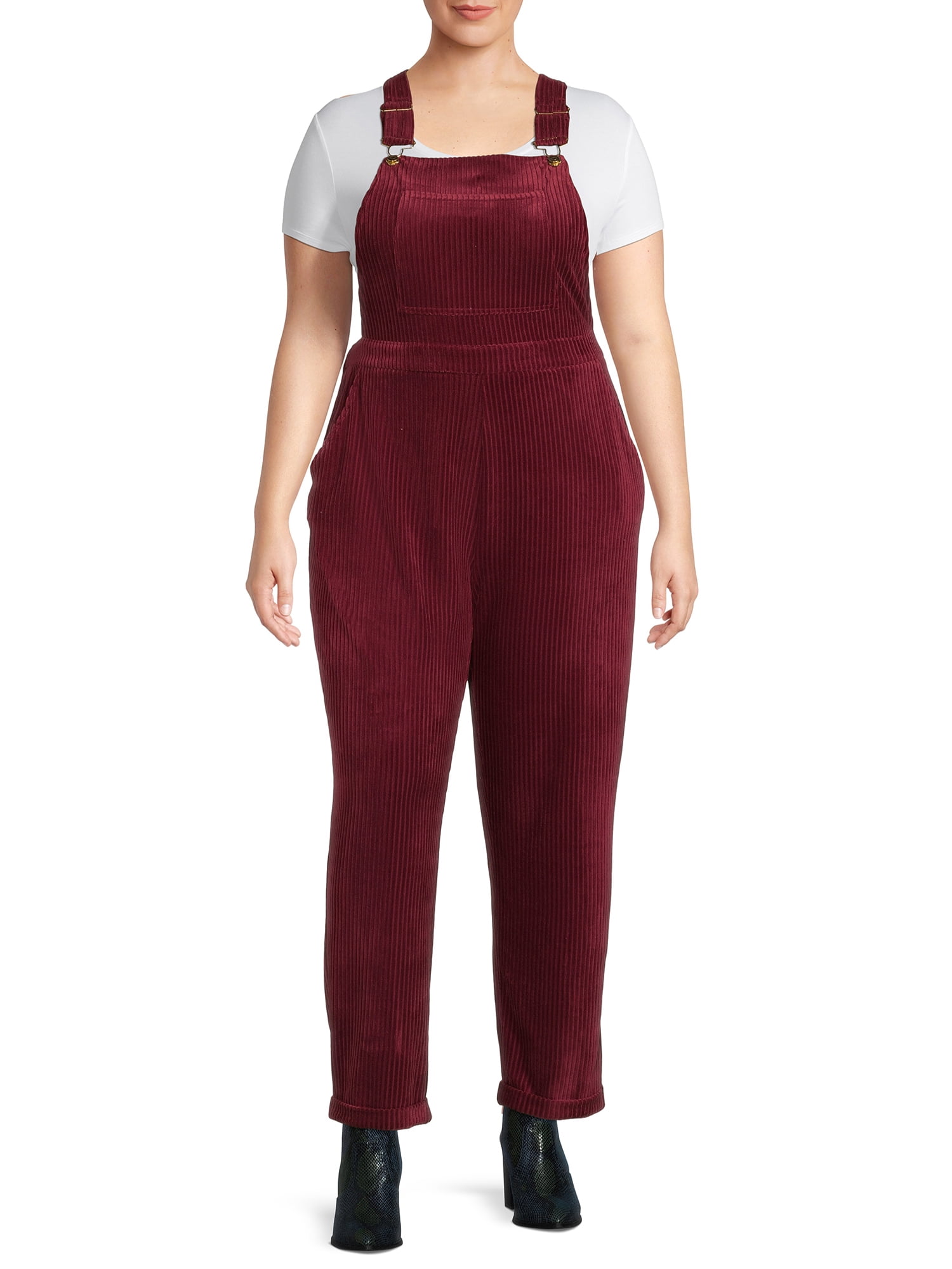 No Boundaries Juniors Plus Size Corduroy Overalls