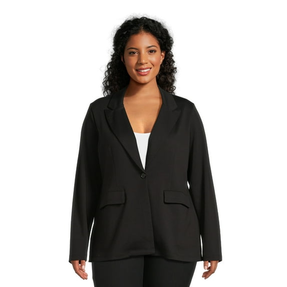 No Boundaries Juniors Plus Size Double Knit Blazer