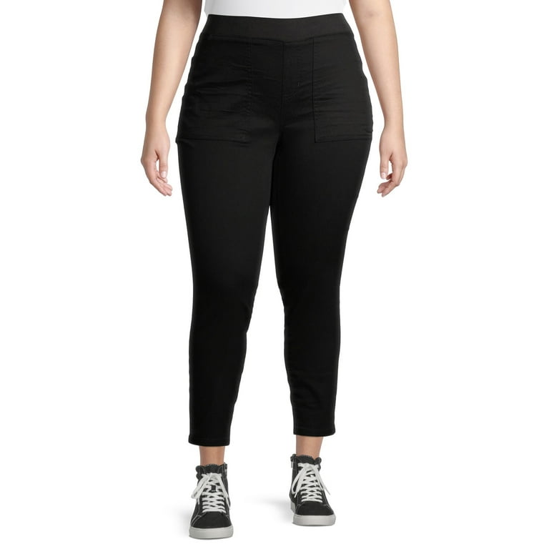 No Boundaries Juniors' Plus Size Essential Knit Pull On Jeggings with  Ribbed Waistband and Chop Pockets 