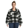 thumbnail image 1 of No Boundaries Juniors Plus Size Faux Faux Shearling Shacket, 1 of 5