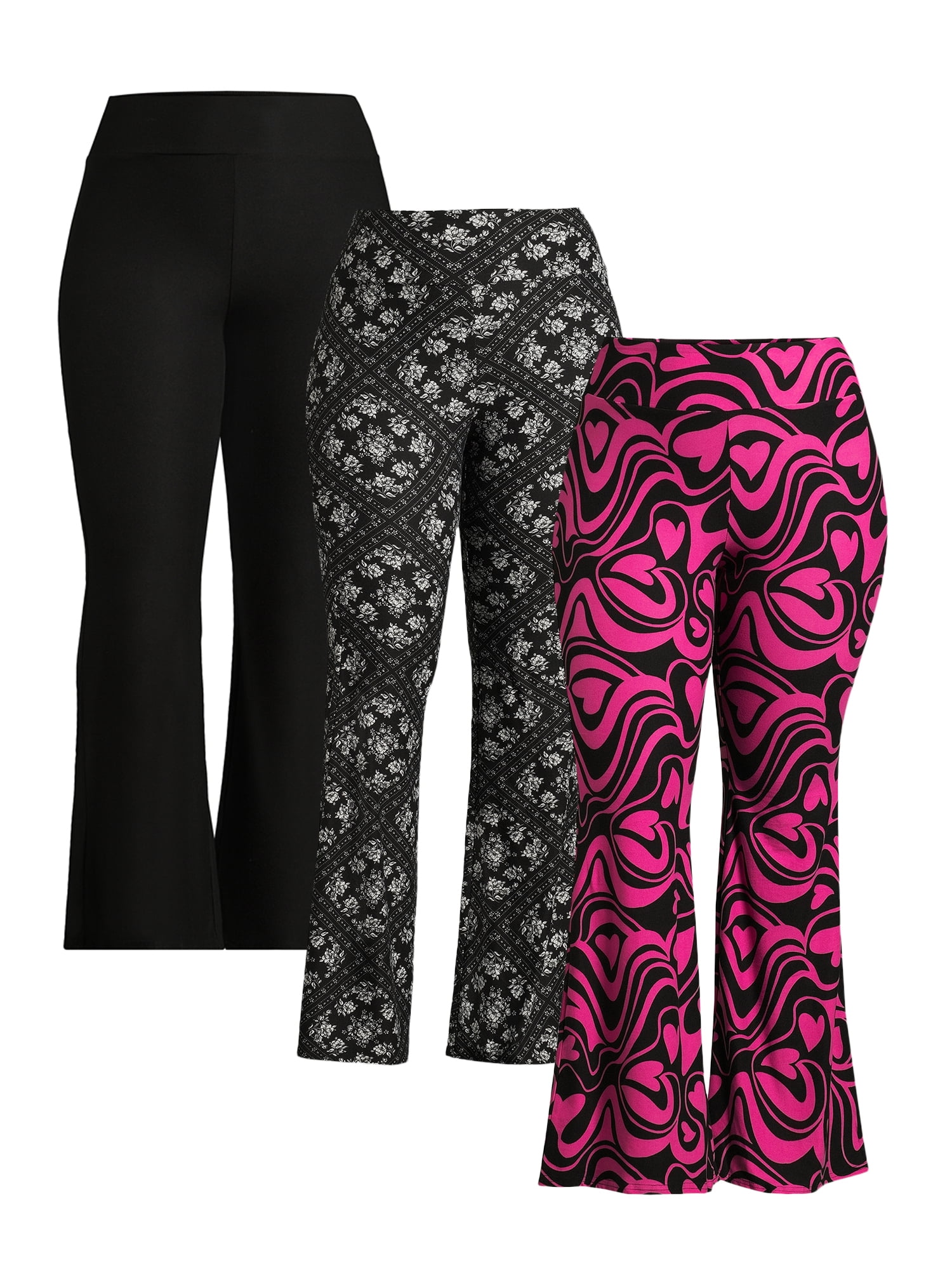 No Boundaries Juniors and Juniors Plus Flare Leggings with Foldover Waist,  Sizes XS to 3X 