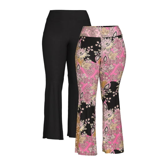 No Boundaries Juniors Plus Size Flare Pants, 2-Pack