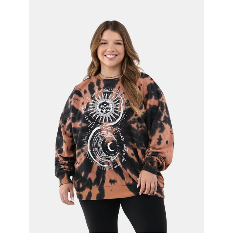No Boundaries Women s Plus Size Graphic Crewneck Pullover Sweatshirt