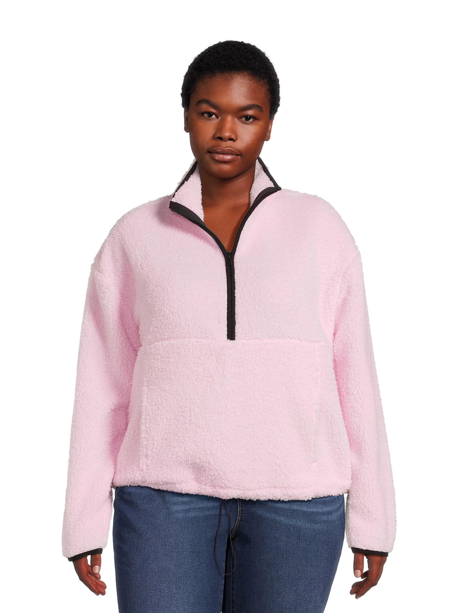 No Boundaries Juniors Plus Size Half Zip Plush Pullover Walmart