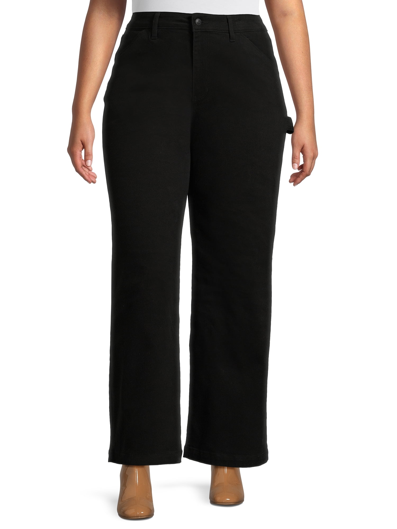 No Boundaries Juniors Plus Size High Rise Carpenter Jeans, 32" Inseam