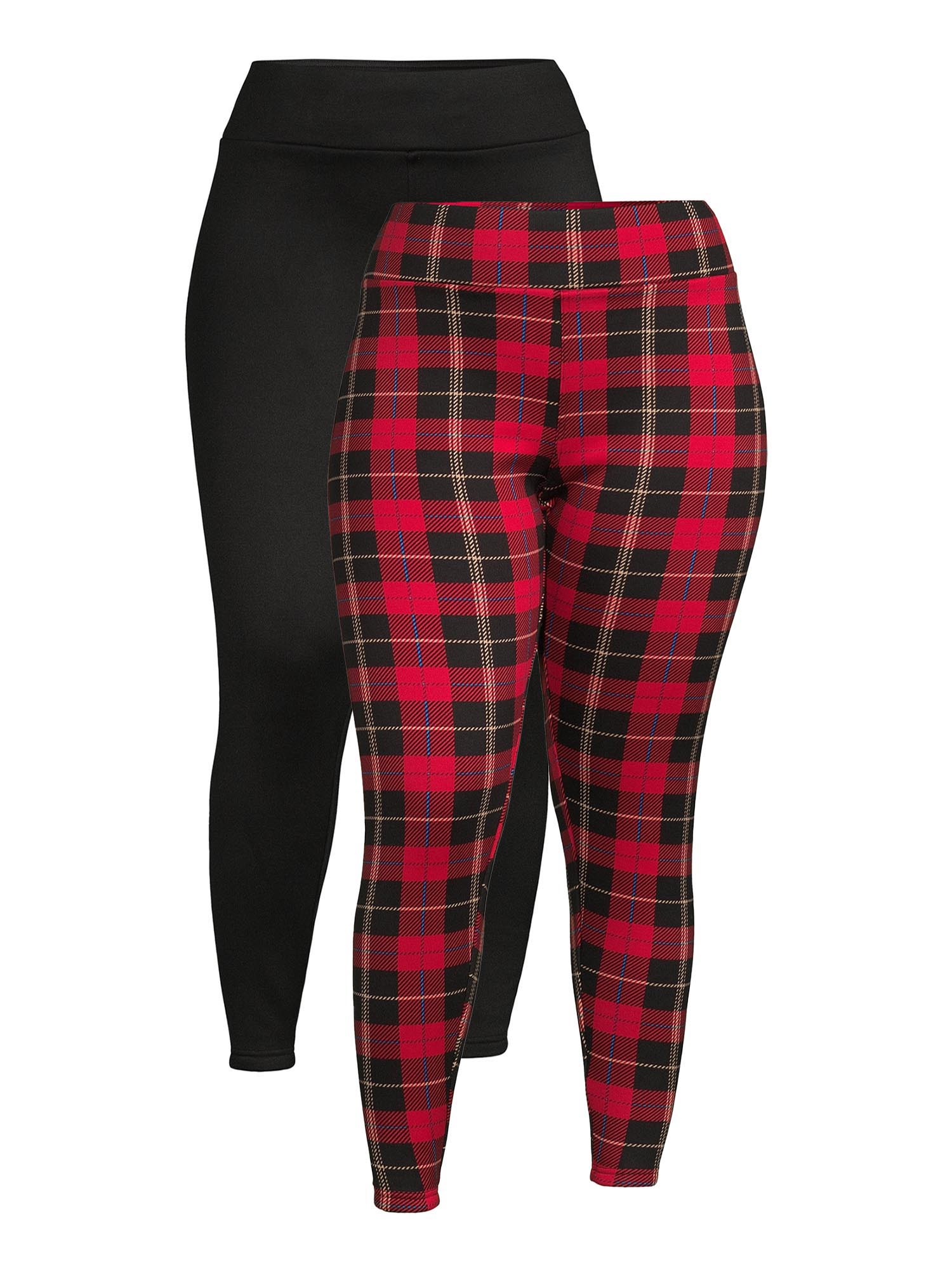 No Boundaries Juniors' Plus Size High Rise Faux Fur Lined Leggings, 2Pack