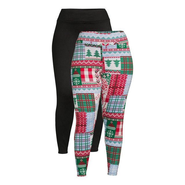 No Boundaries Juniors' Plus Size High Rise Faux Fur Lined Leggings, 2Pack