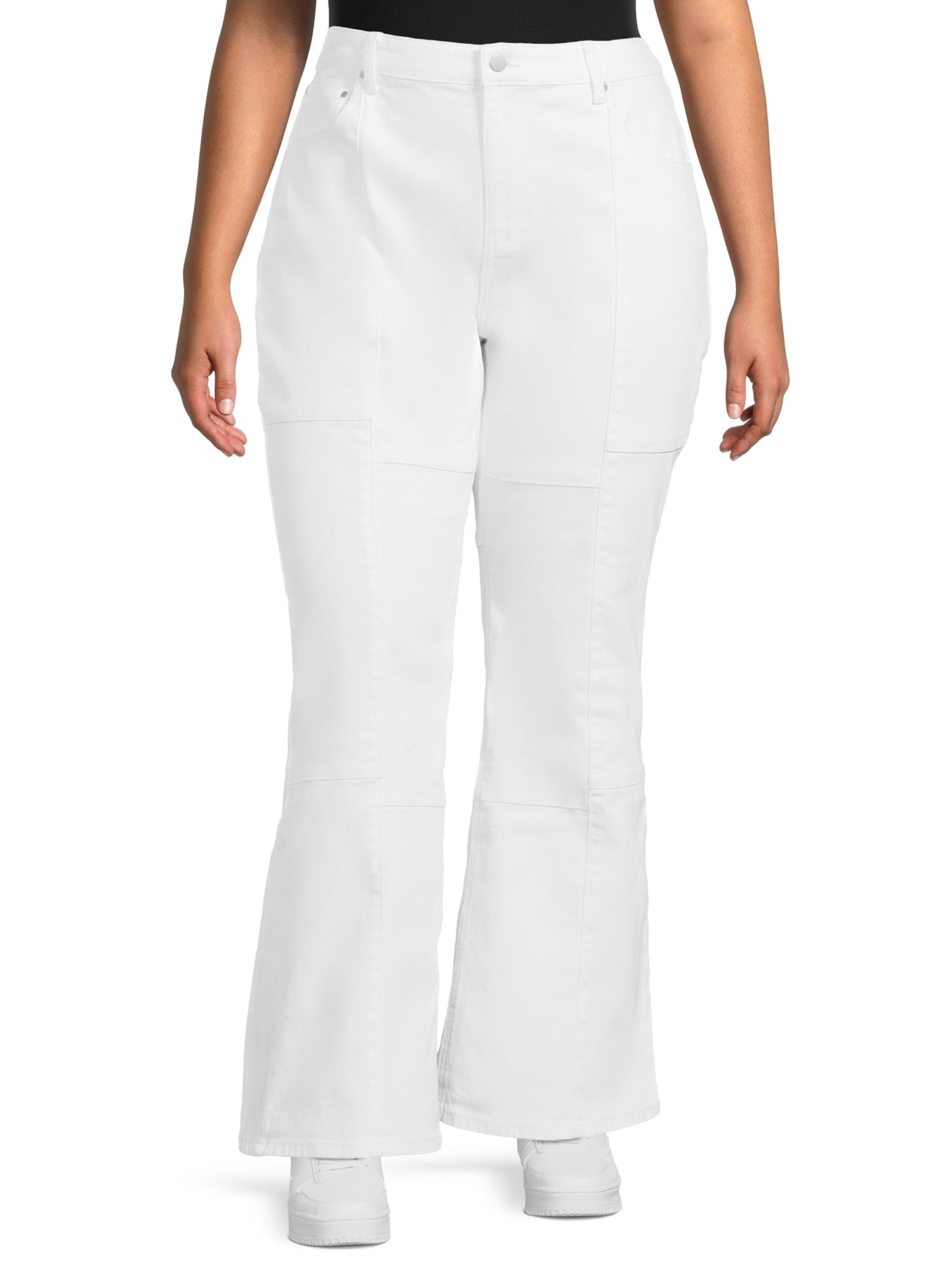 No Boundaries Juniors Plus Size High Rise Pieced Flare Jeans, 31.5" Inseam, Sizes 19-25