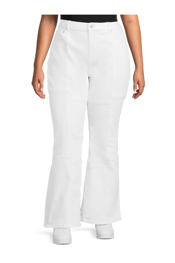 Juniors Plus Size High Rise Pieced Flare Jeans, 31.5" Inseam, Sizes 19-25