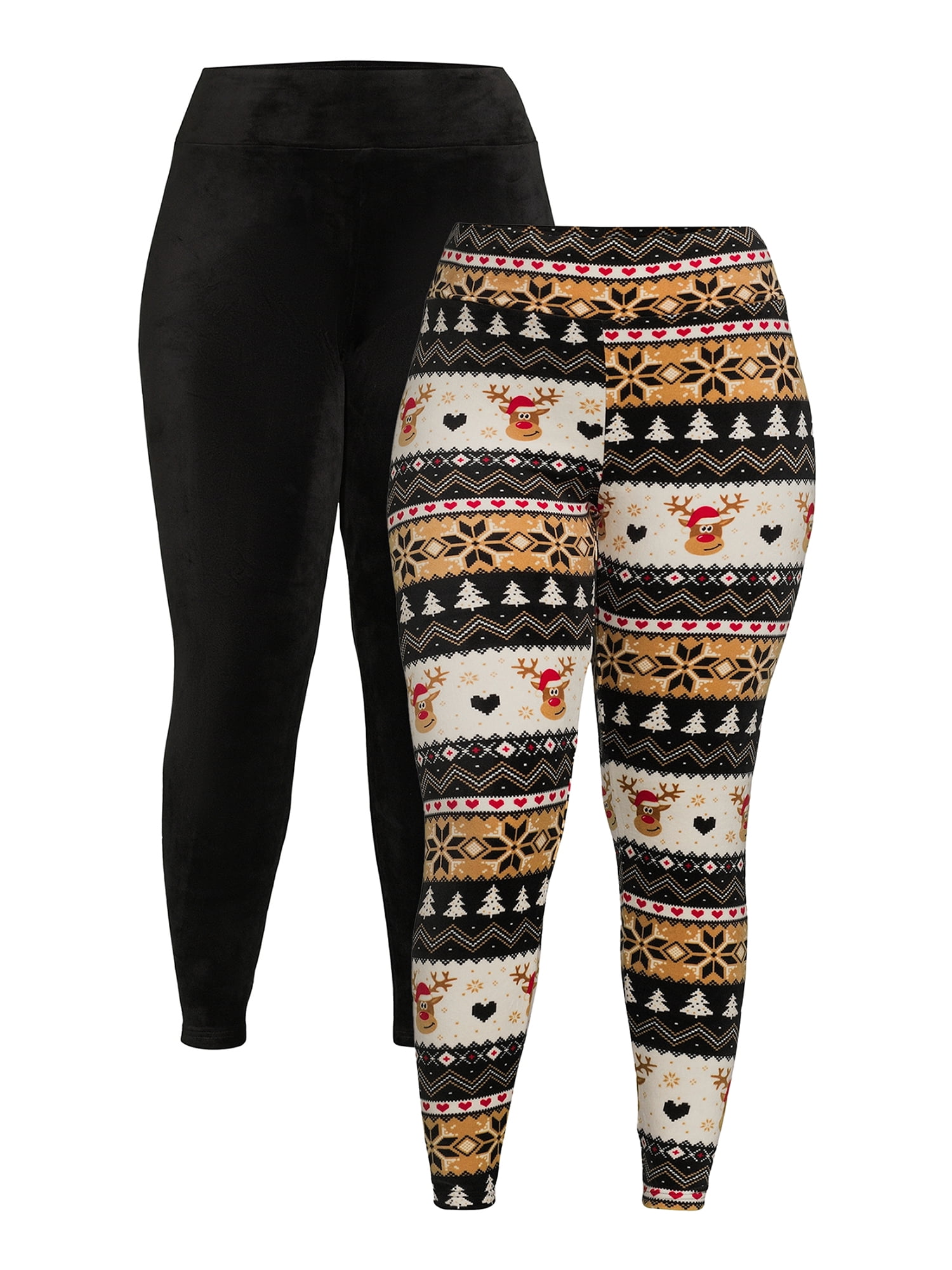 Christmas Women's Plus Size Holiday Leggings from Feeling Festive, 2-Pack